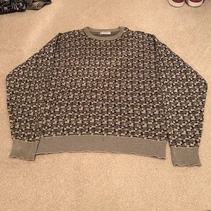 Vintage Men's Large Tricots St. Raphael Patterned Polyester Sweater